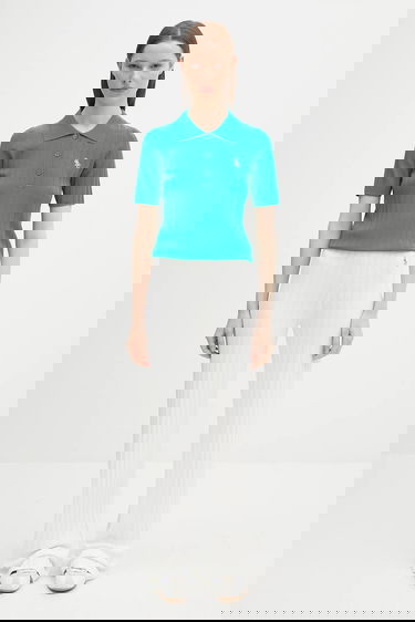 Polo skjorte Sporty & Rich Sporty & Rich SRC Ribbed Polo Shirt Grøn | WS069620302GR37, 3