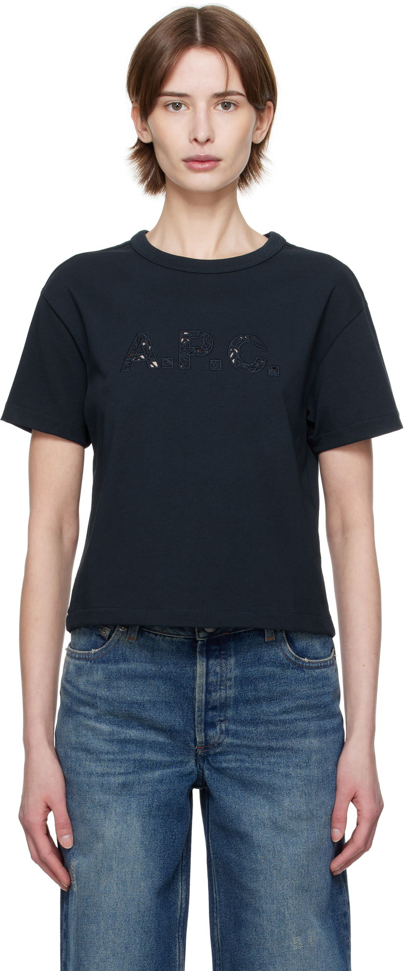 Crop top A.P.C. A.P.C. Annie Cropped T-Shirt Sort | COHBQ-F26495