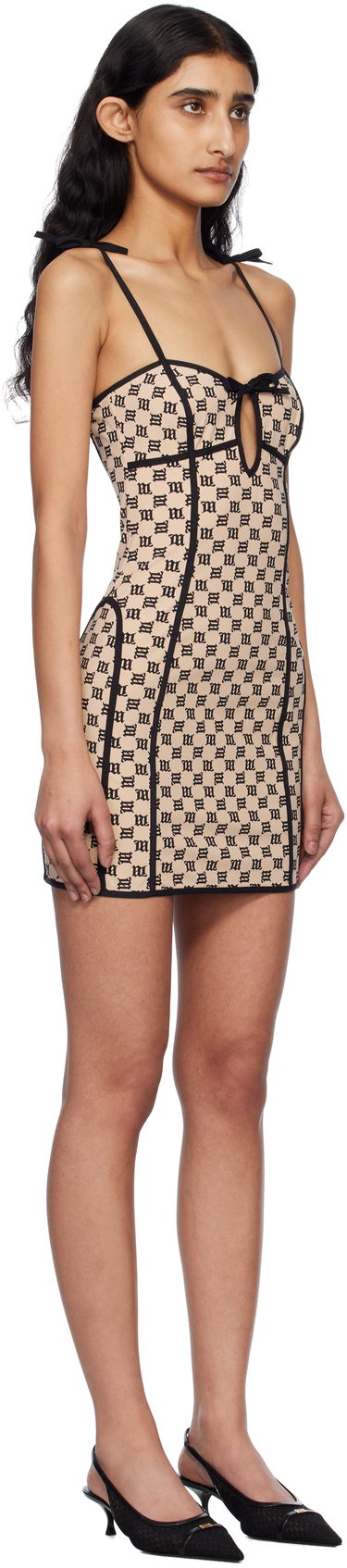 Kjole MISBHV MISBHV Monogram Coquette Minidress Beige | 250W805, 1