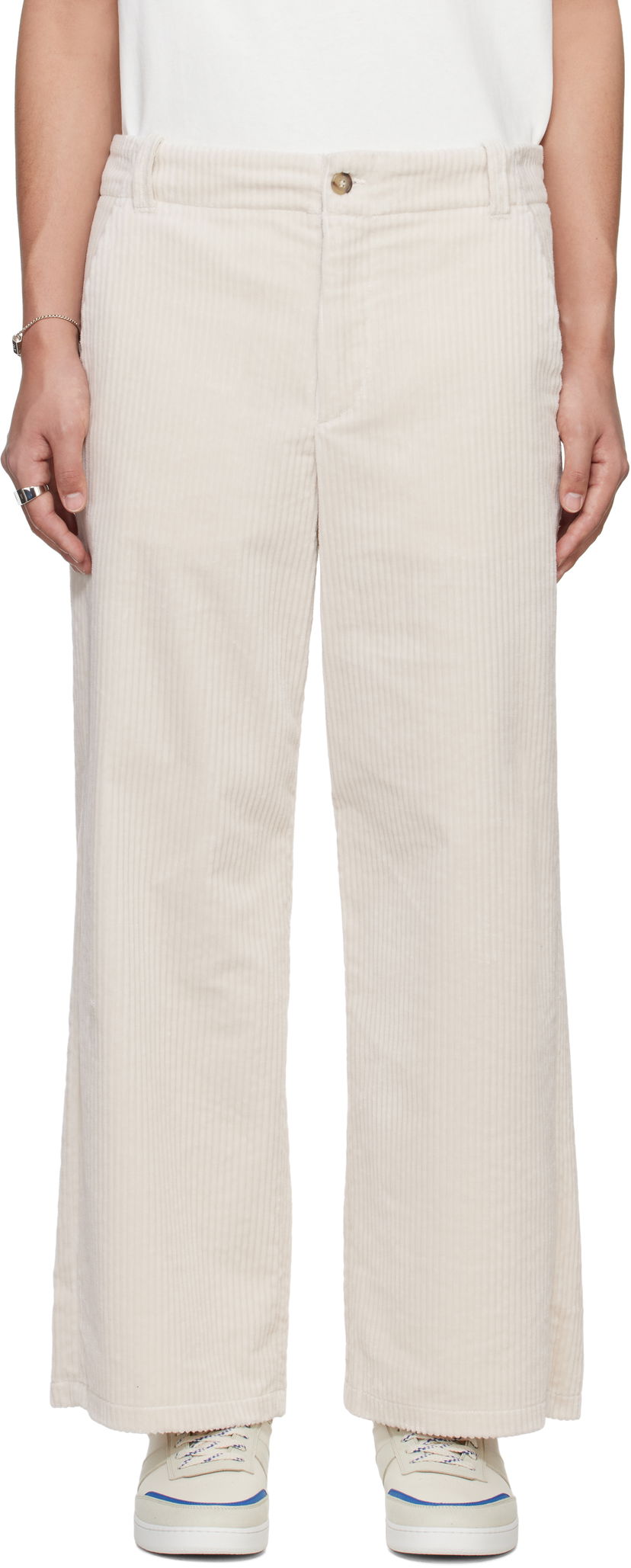 Bukser A.P.C. A.P.C. River Corduroy Wide-Leg Pants Beige | COHDW-H08470