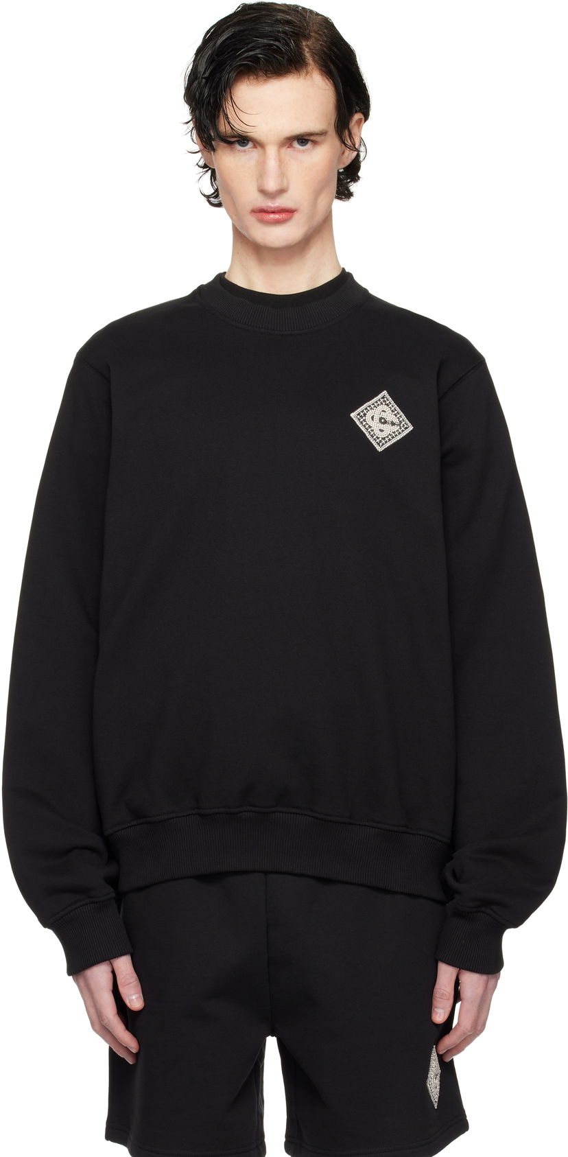 Sweater Casablanca Pearl Diamond Patch Sweatshirt Sort | MPS25-JTP-293-06