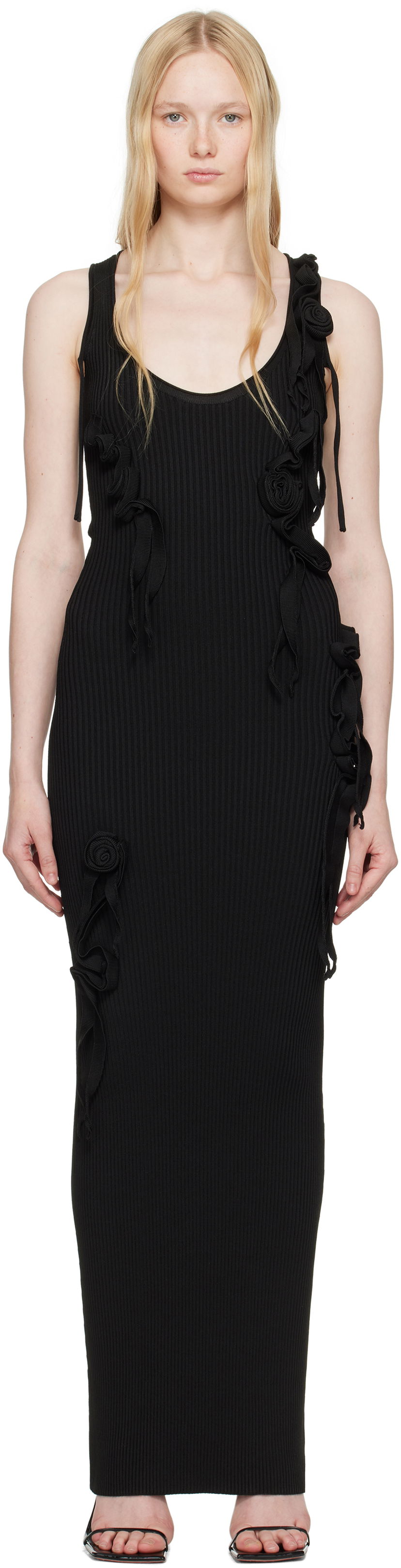 Kjole Coperni Coperni Knitted Ribbon Tank Maxi Dress Sort | COPML144Y3011