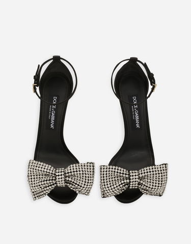Sneakers og sko Dolce & Gabbana Satin Sandals With Rhinestone Embellishment Sort | CR1793A9S438S488, 3