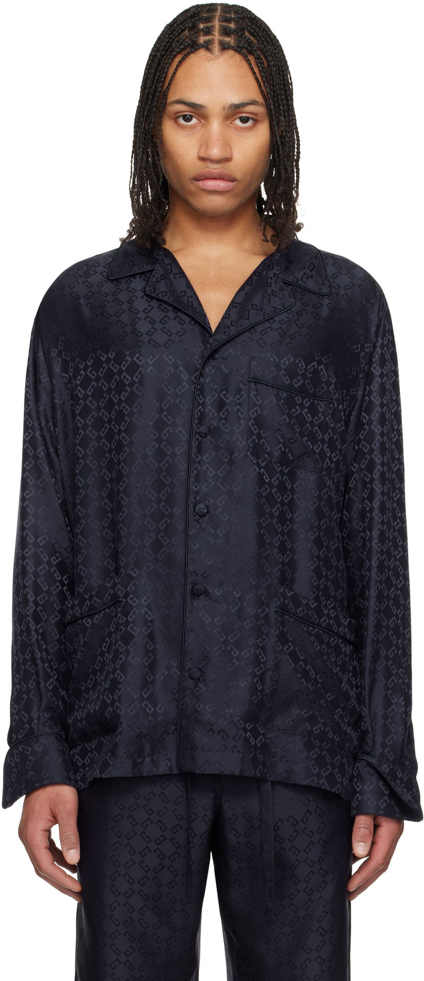 Pyjamas Givenchy Givenchy Monogram 72 Jacquard Pyjama Shirt Sort | BM612J15U4401