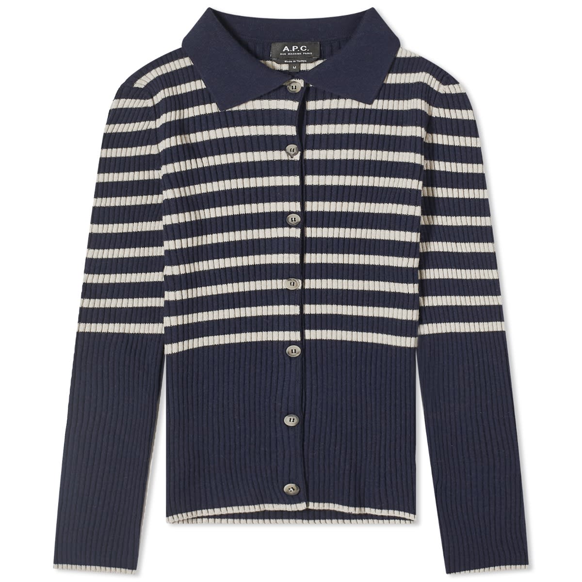Sweater A.P.C. Mallory Striped Cardigan Mørkeblå | WSAAZ-F22251-TIQ, 0
