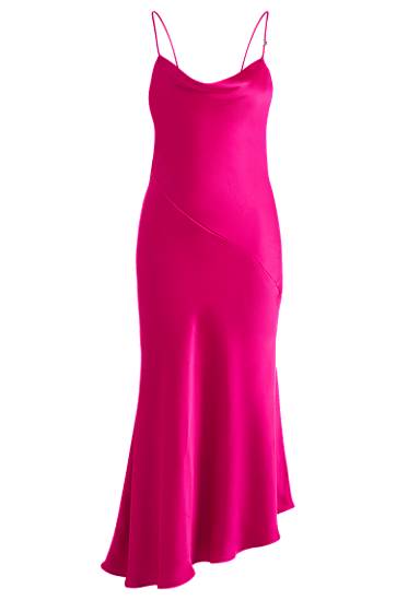 Kjole BOSS Satin Cowl Neck Asymmetrical Hem Midi Slip Dress Lyserød | 50538974