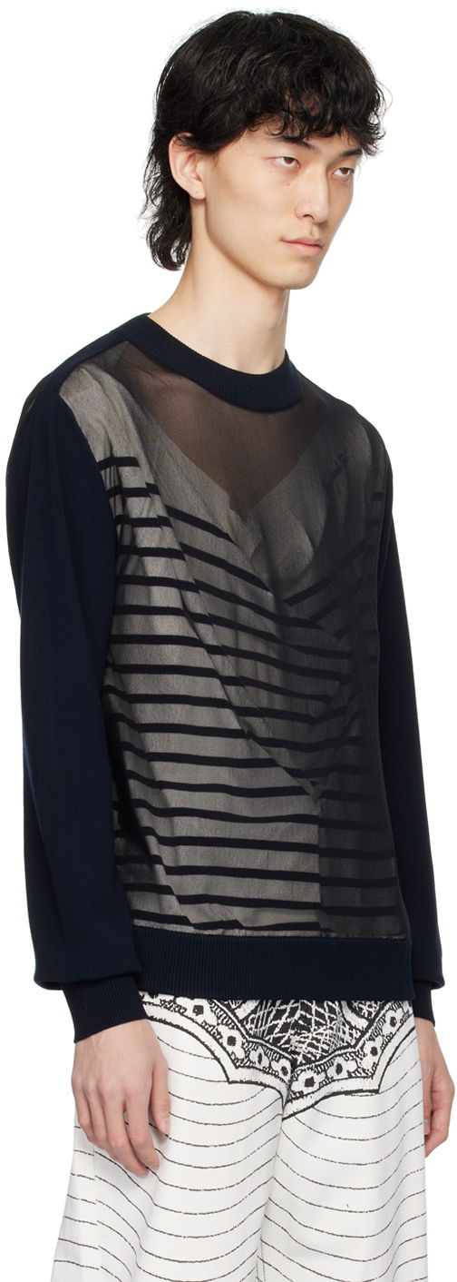 Sweater Jean Paul Gaultier Gaultier Oversized Striped Sweater Mørkeblå | 24/25-U-PL046B-M064-590100, 1