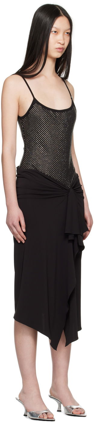 Kjole The Attico Attico Crystal-Cut Draped Midi Dress Sort | 248WCM152 RY02T, 1