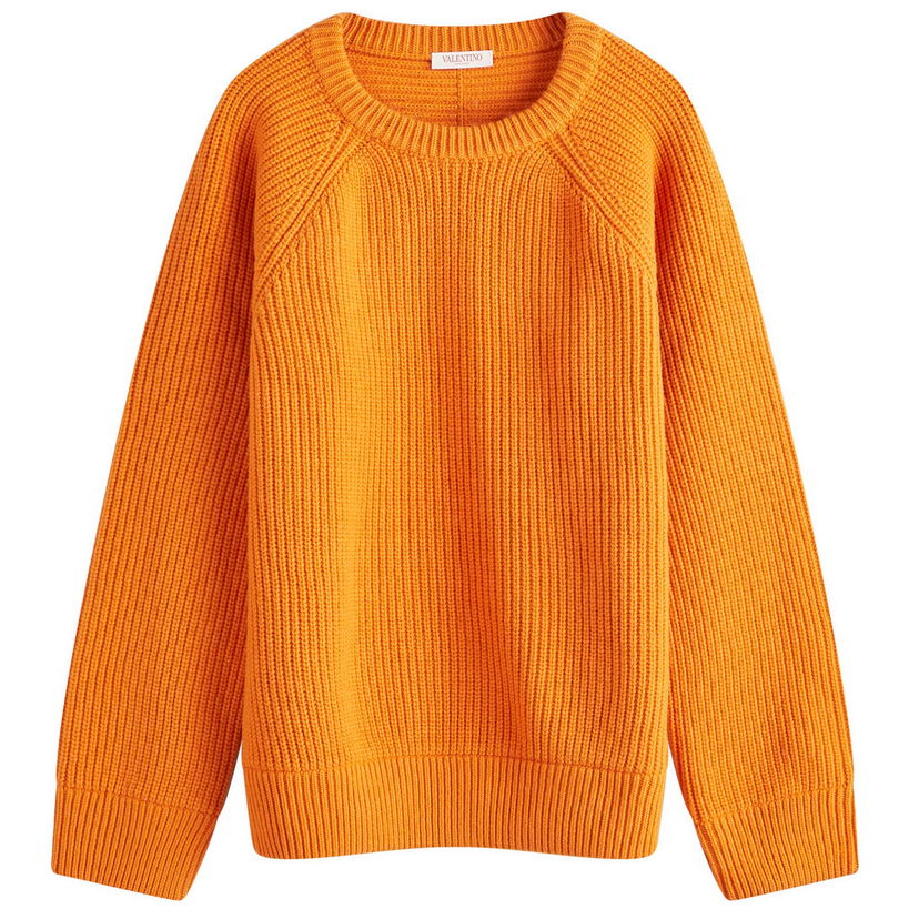 Sweater Valentino Fisherman Rib Crew Knit Orange | 5V0KC31CAGY-NH5