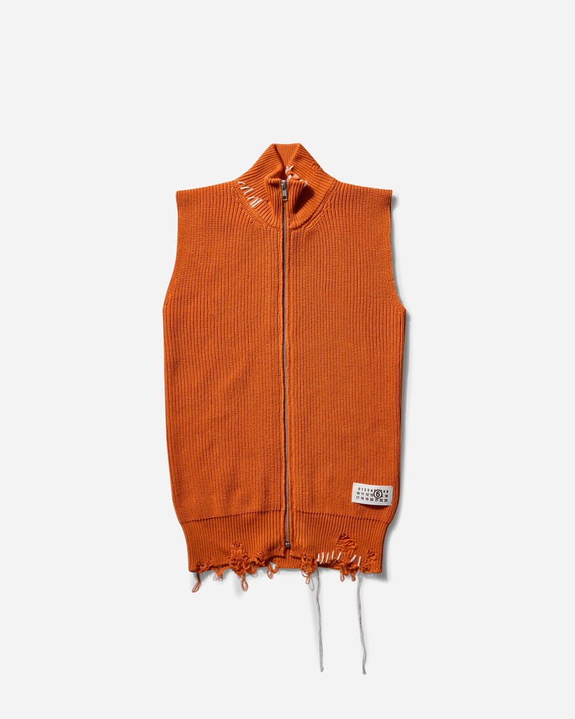 Vest Maison Margiela Zipped Knit Vest Orange | S52FB0095 186