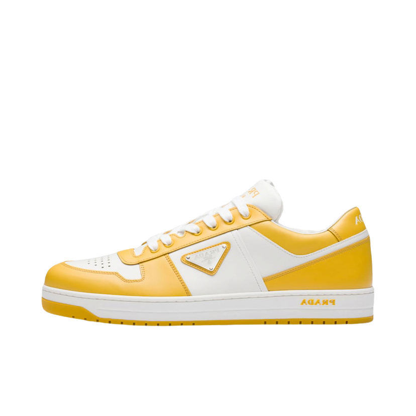 Sneakers og sko Prada Downtown Low Top Sneakers Leather White Yellow Sun Gul | 2EE364_3LKG_F0A7U