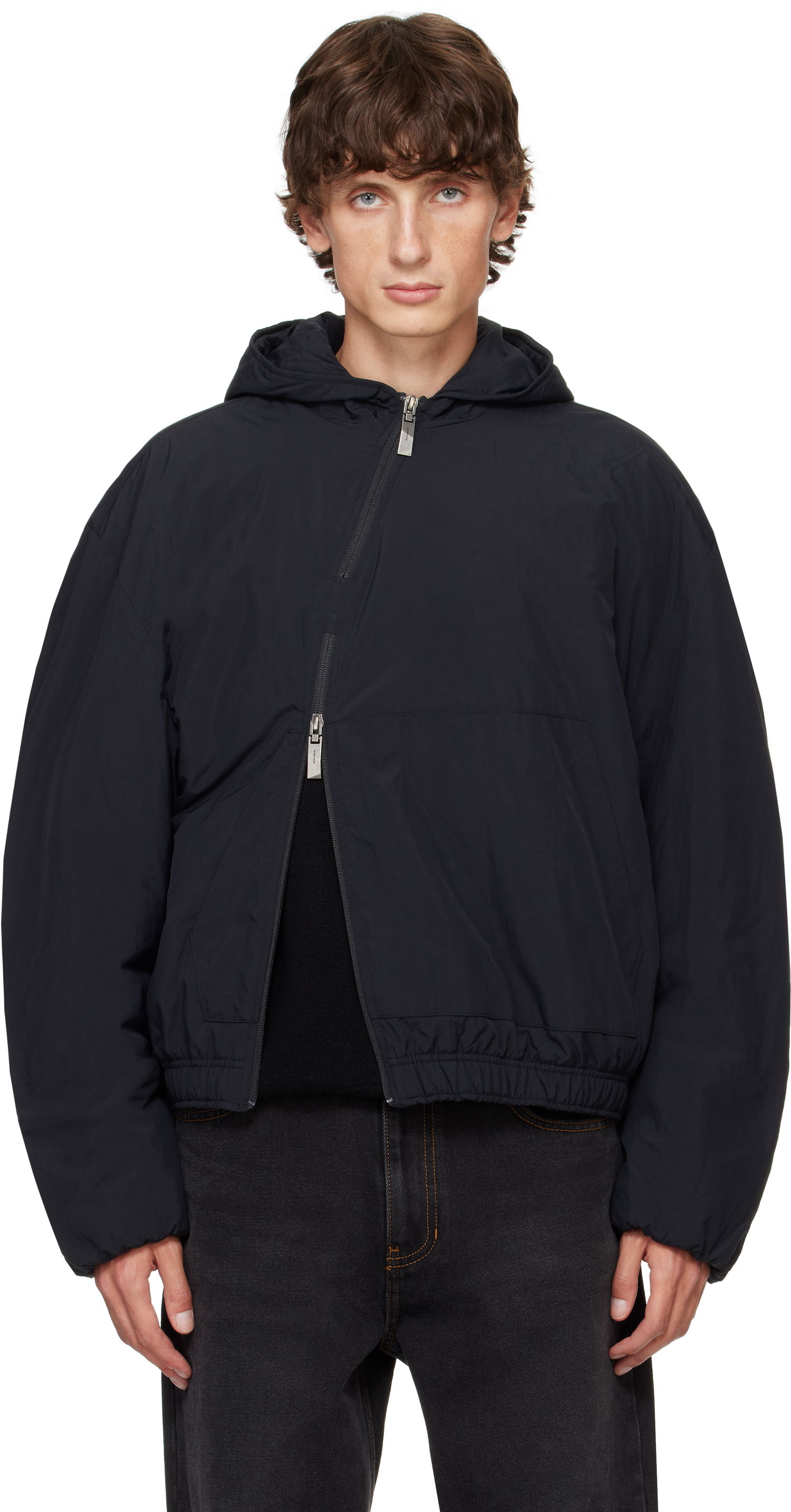 Puffer jakke ADER ERROR Hooded Asymmetrical Zip Jacket Sort | BN01FWJK1302BK, 0