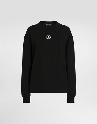 Sweatshirt Dolce & Gabbana Dolce & Gabbana DG Embroidered Jersey Sweatshirt Sort | F9S50ZGDCYCN0000, 0