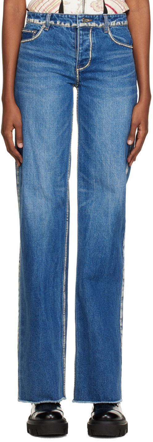 Jeans We11done We11done Worn Jeans Blå | WD-DP3-22-382-W-BL