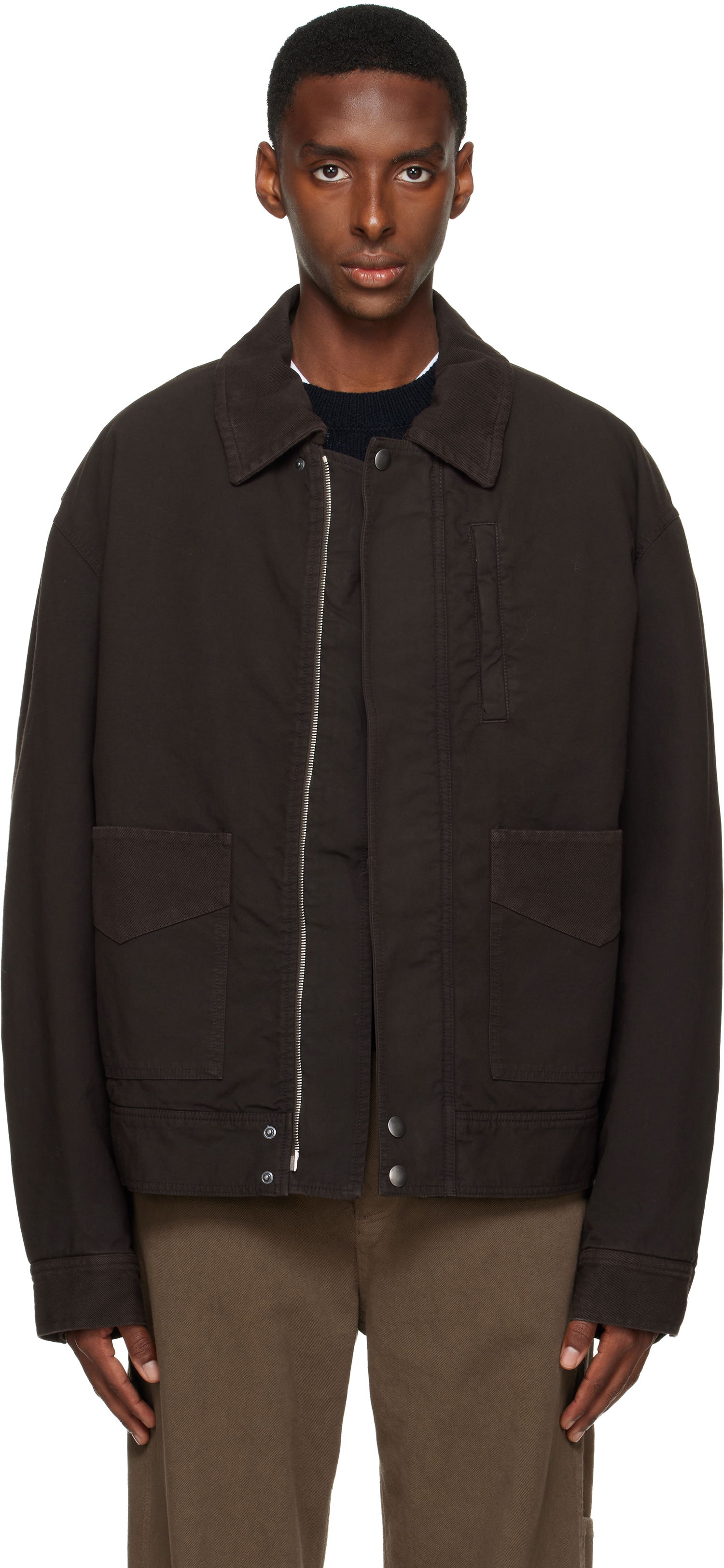 Jakke Dries Van Noten Dries Van Noten Collared Zip-Up Insulated Jacket Brun | 252-020577-2101, 0