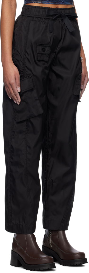 Cargo bukser GANNI Ganni Duchesse Nylon Elasticated Cropped Pants Sort | W0476-099, 2