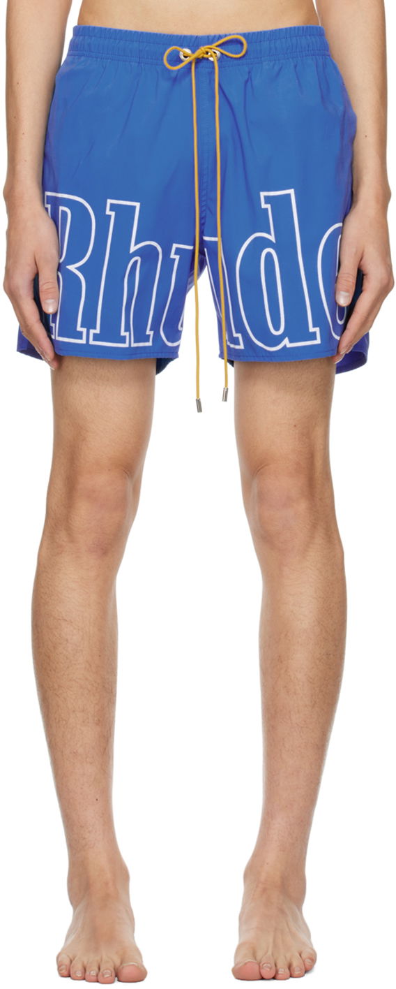 Shorts Rhude Printed Swim Shorts Blå | RHPS24SH27828102