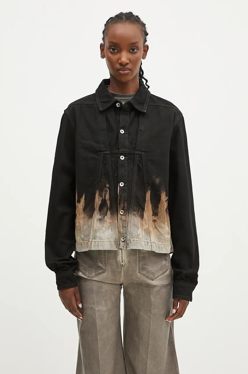 Jakke Rick Owens Alice Denim Jacket Sort | DS02D2714.BSUN, 0
