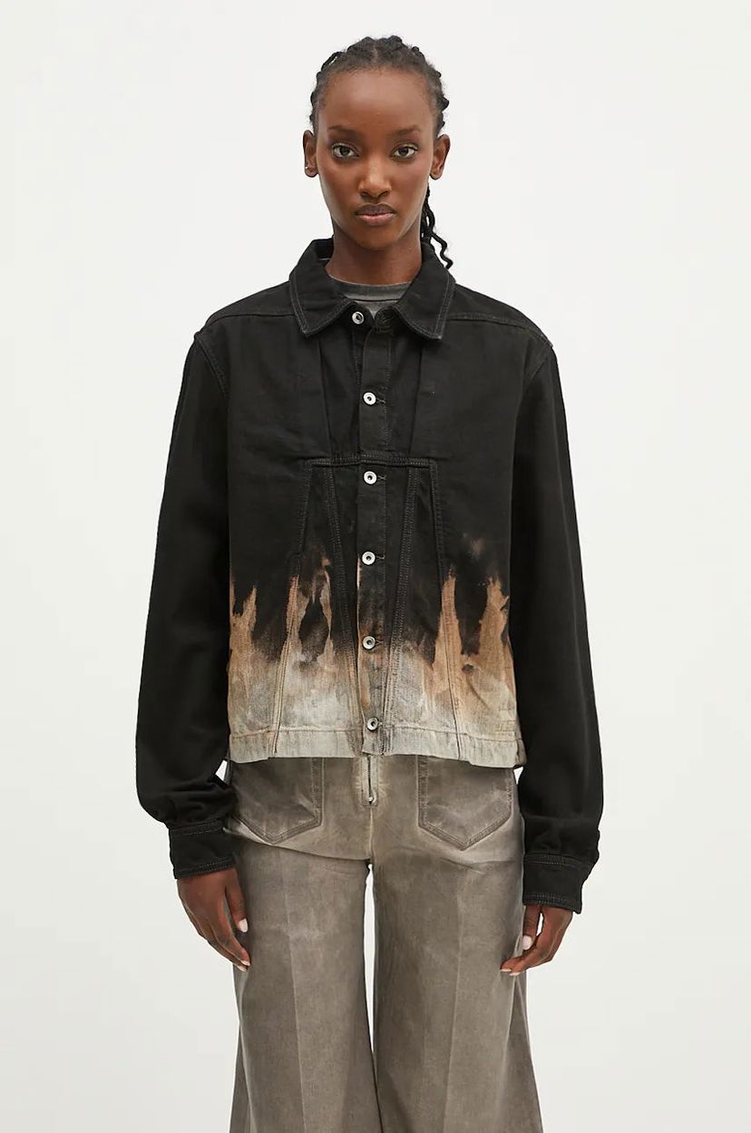 Jakke Rick Owens Alice Denim Jacket Sort | DS02D2714.BSUN