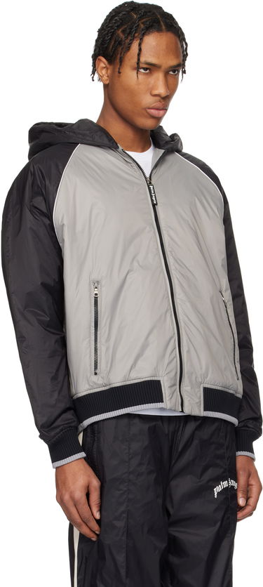 Bomberjakke Palm Angels Palm Angels Curved Logo Windbreaker Jacket Grå | PMEA289S25FAB0010910, 1
