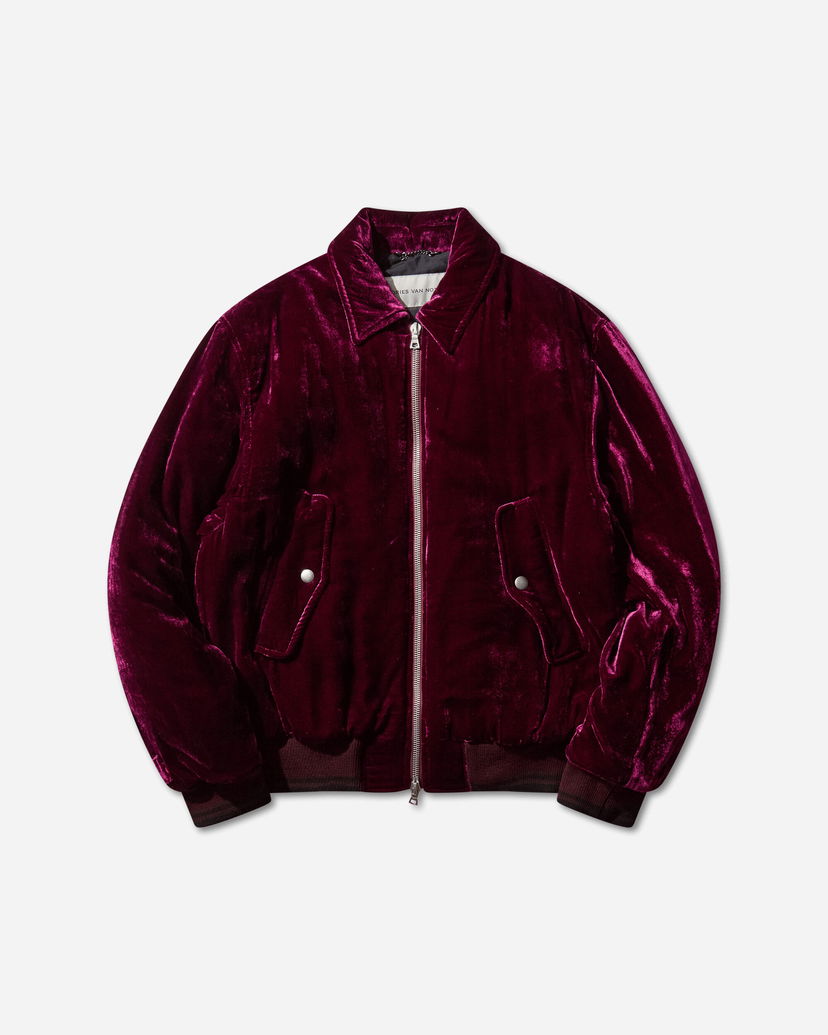 Bomberjakke Dries Van Noten Velvet Bomber Jacket Bourgogne | 252-020560-2282 400