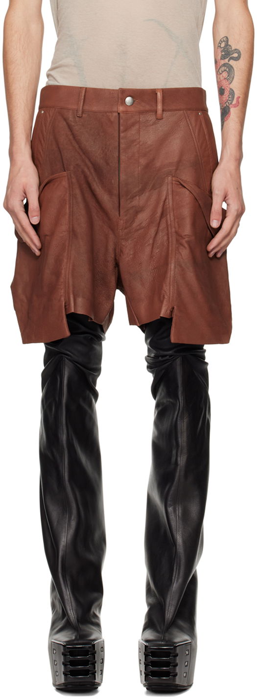 Shorts Rick Owens Rick Owens Porterville Stefan Cargo Leather Shorts Sort | RU02D6382 LBA