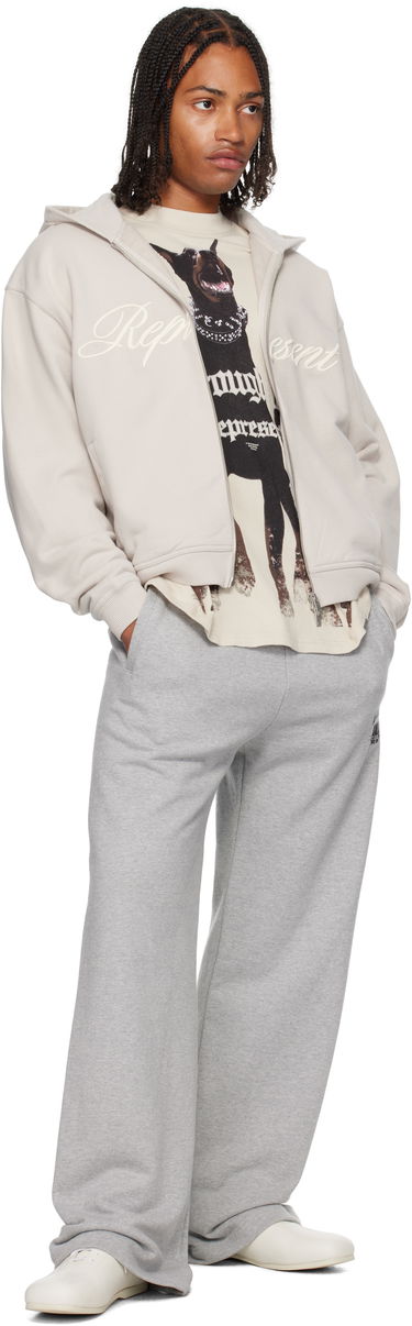 Sweatshirt Represent Clo Represent Script Logo Zip Hoodie Beige | MLM100025, 3