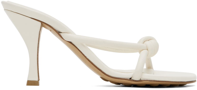Skopleje Bottega Veneta Bottega Veneta Blink Knotted Leather Heeled Mules Beige | 775418 V3H60