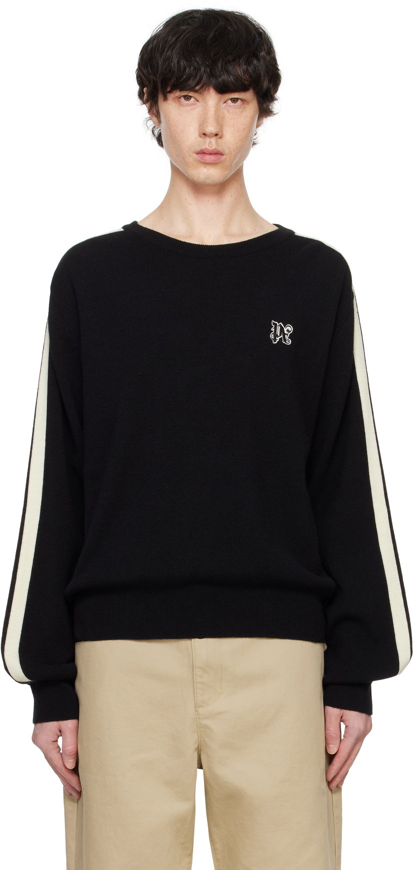 Sweater Palm Angels Track Crewneck Sweater Sort | PMHE075F24KNI0011003