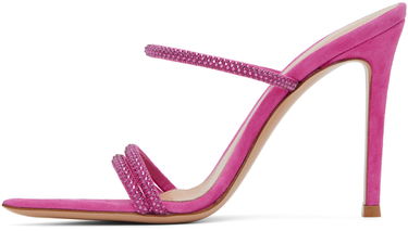Tilbehør Gianvito Rossi Gianvito Rossi Cannes Crystal-Embellished Suede Heeled Sandals Lyserød | G16090.15RIC.CAM, 2