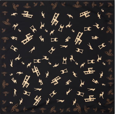 Tørklæde Vivienne Westwood Vivienne Westwood Deer Chair Print Square Scarf Sort | 8103014X-W014E-, 0
