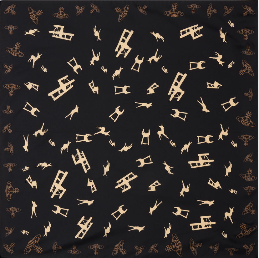 Tørklæde Vivienne Westwood Vivienne Westwood Deer Chair Print Square Scarf Sort | 8103014X-W014E-