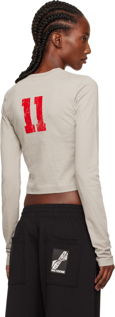T-shirt We11done We11done '11' Print Cropped Long-Sleeve T-Shirt Beige | WD-TT2-25-748-W-LG, 2