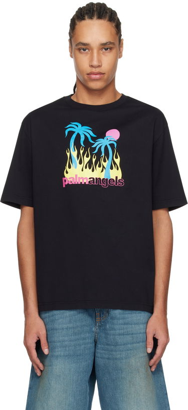 T-shirt Palm Angels Palm Angels Burning Oasi Graphic T-Shirt Sort | PMAA089S25JER0021084, 0