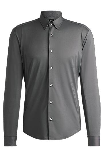 Skjorte BOSS Men's Slim Fit Performance-Stretch Shirt Grå | 50533434, 0