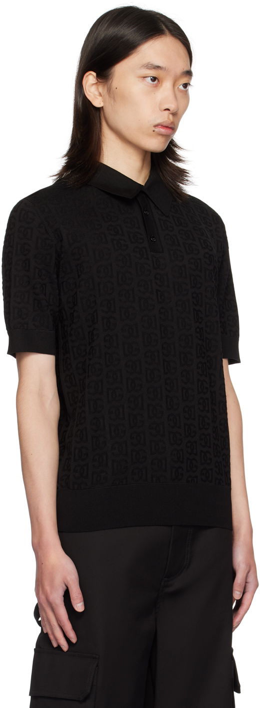 Polo skjorte Dolce & Gabbana Dolce&Gabbana Logo Jacquard Polo Sort | GXZ15TJBSKE, 1