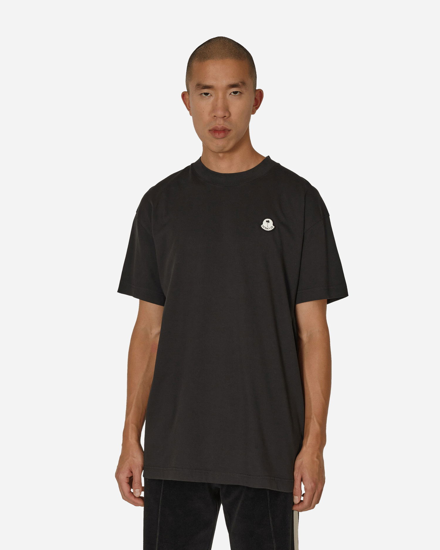 T-shirt Moncler Palm Angels x Logo Patch T-Shirt Sort | 8C00003M3568 999, 1
