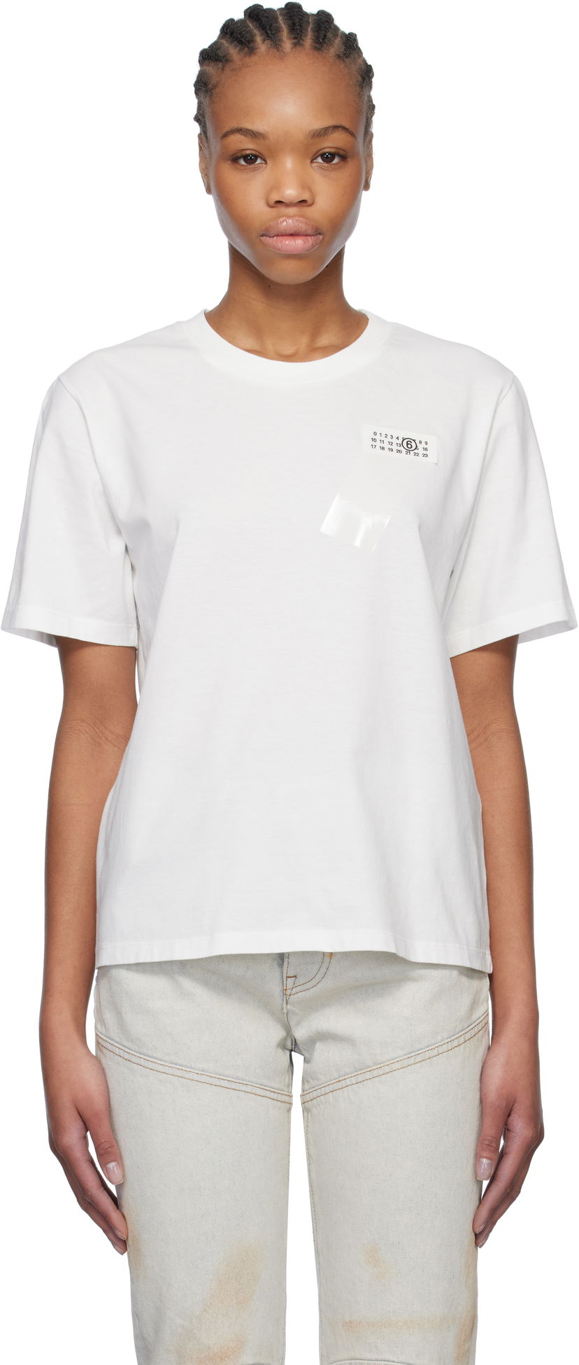 T-shirt Maison Margiela MM6 Maison Margiela Taped Logo T-Shirt Hvid | S52GC0336 M20048