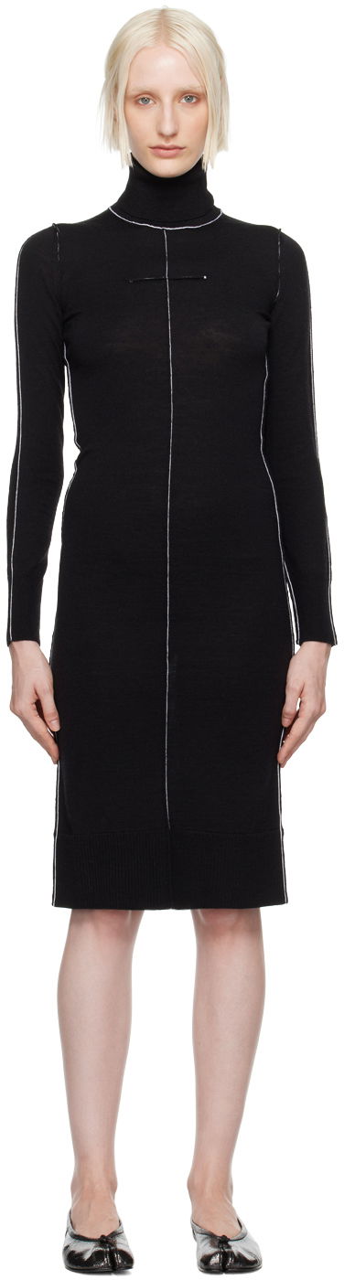 Kjole Maison Margiela MM6 Black Turtleneck Midi Dress Sort | S52DG0019 M13037
