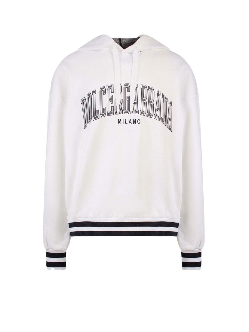 Sweatshirt Dolce & Gabbana Man Cotton Maxi Logo Patch Sweatshirt White Hvid | G9XM3ZFU7DU#W0111