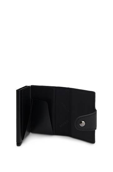 Tegnebog BOSS Grained-leather card holder with stacked logo trim Sort | 50553933, 1