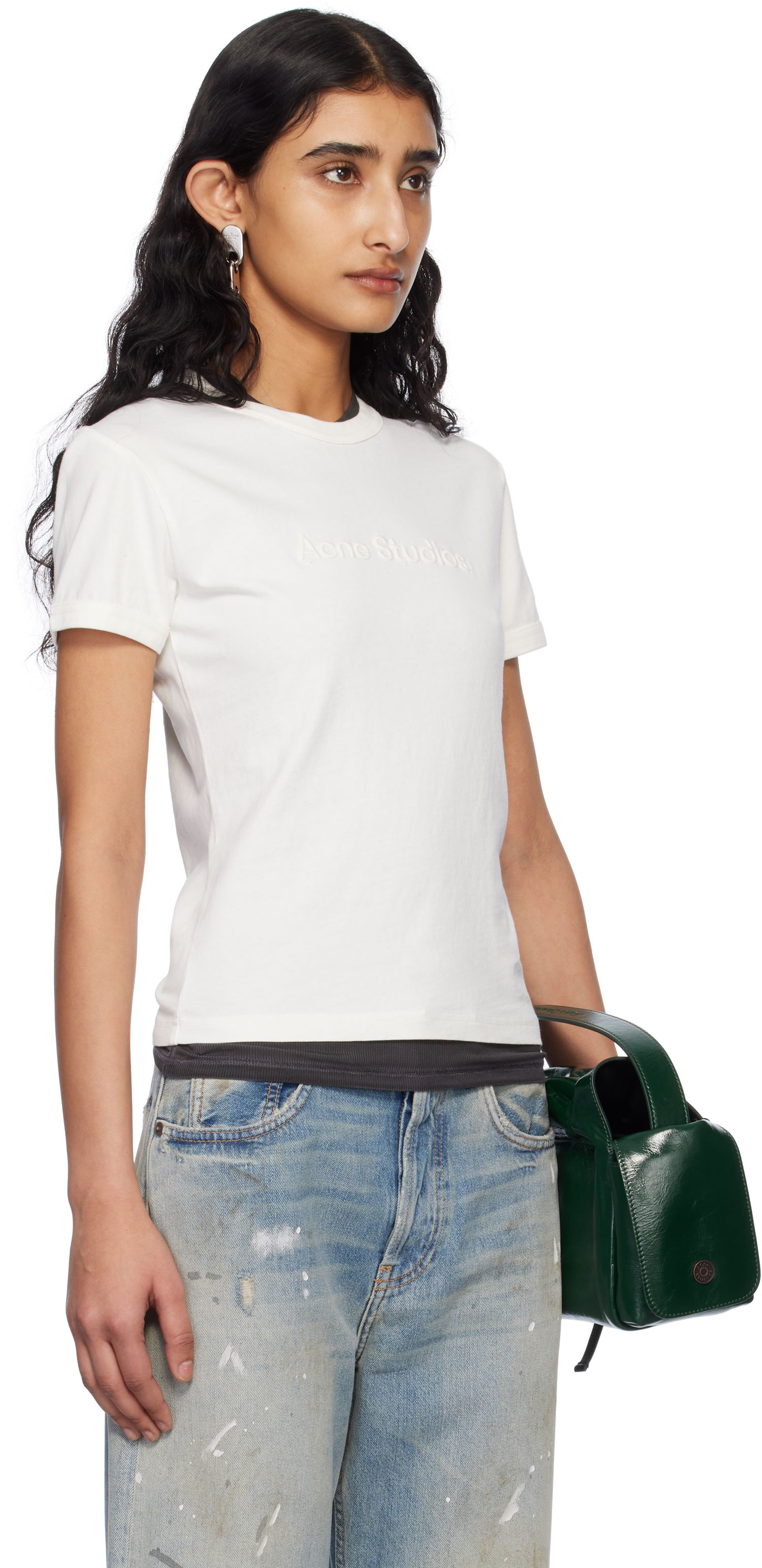 T-shirt Acne Studios Acne Studios Fitted Logo T-Shirt Hvid | AL0469-, 1