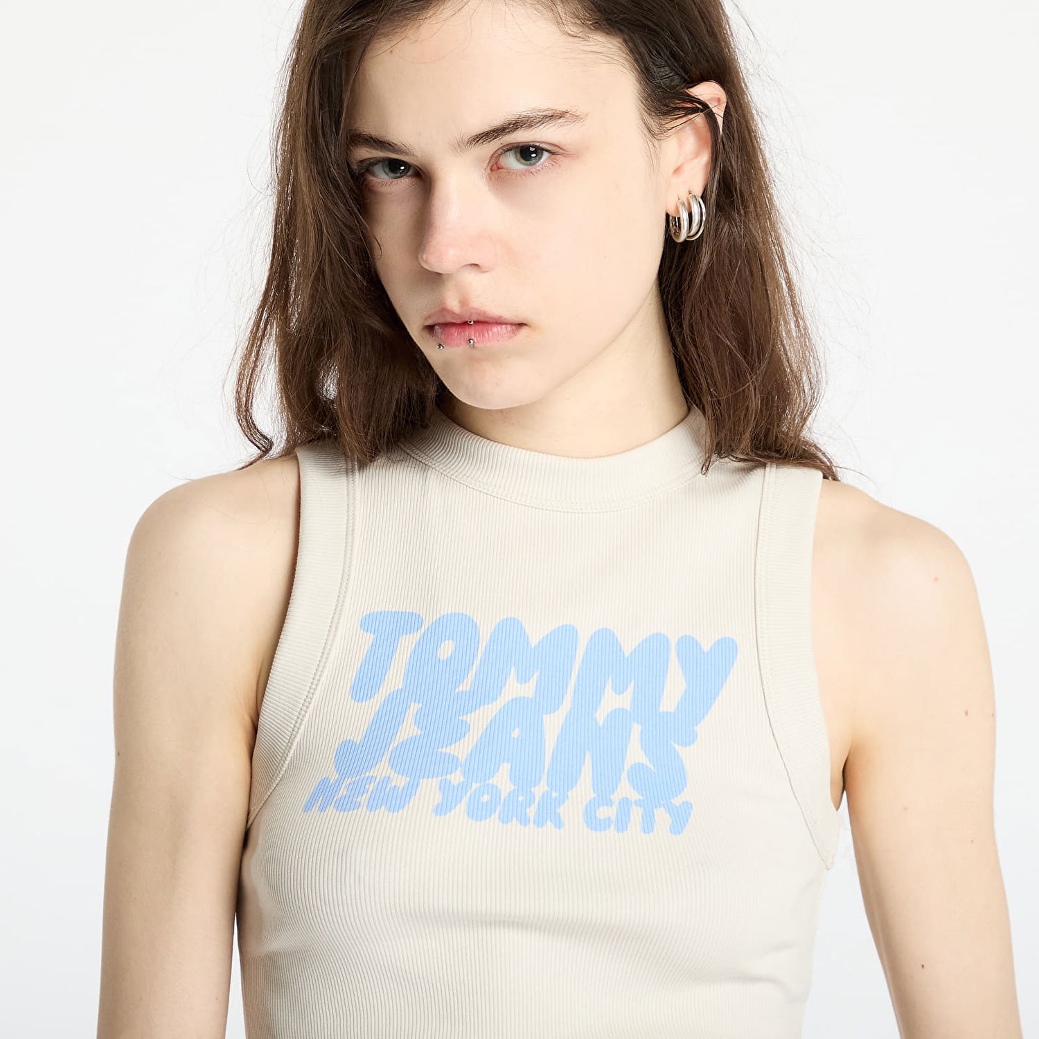 Tanktop Tommy Hilfiger Tommy Jeans Slim Bubble Tank Top Beige | DW0DW21339 ACG, 1