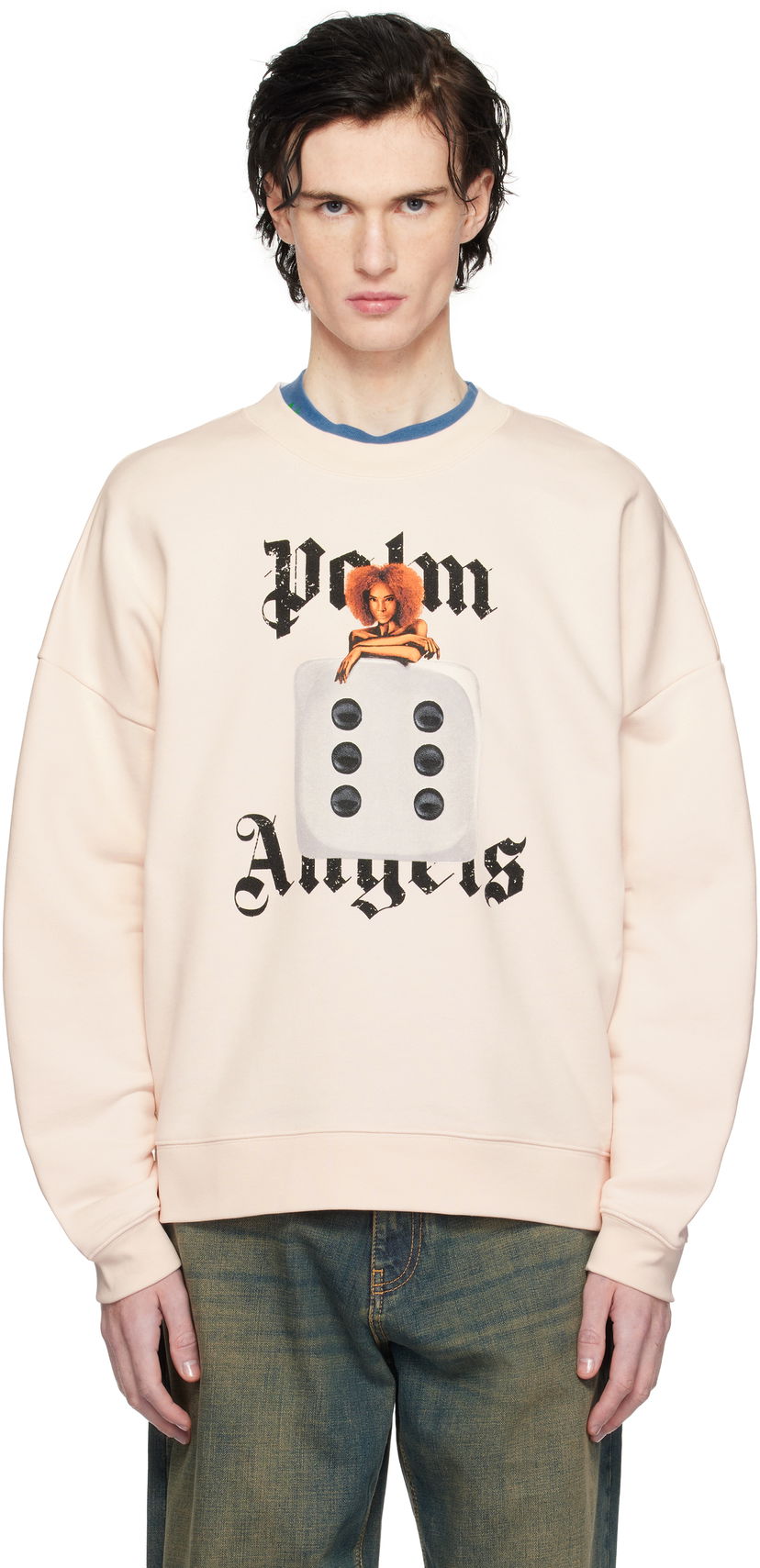 Sweatshirt Palm Angels Holly Pin Up Graphic Sweatshirt Lyserød | PMBA080S25FLE0033C10