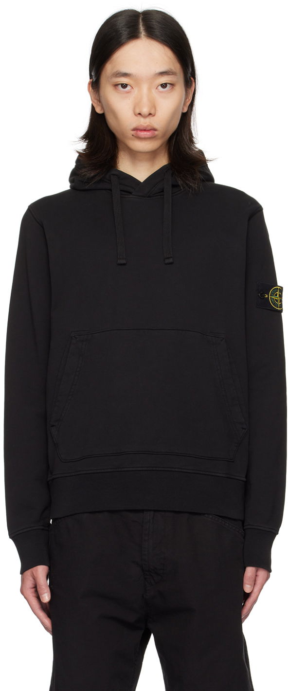 Sweatshirt Stone Island Black Patch Hoodie Sort | 811564151