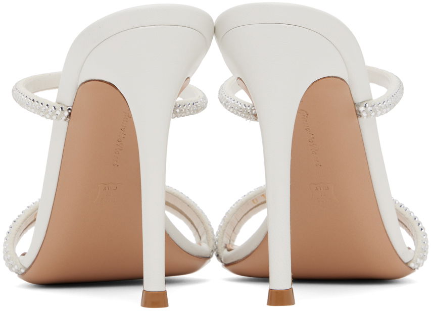 Sneakers og sko Gianvito Rossi Cannes Crystal-Embellished Satin Heeled Sandals Hvid | G16090.15RIC.XCN, 1