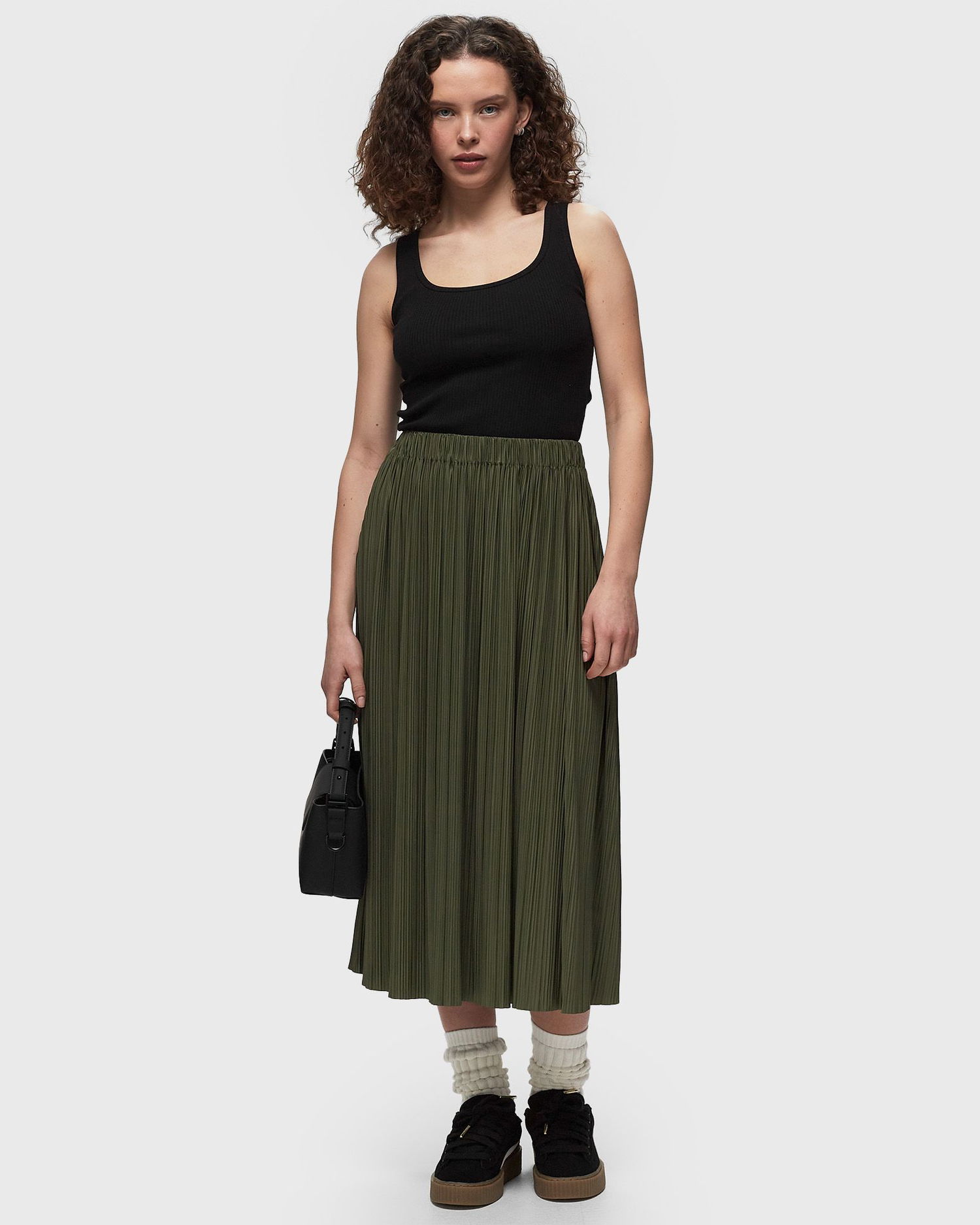 Nederdel Samsoe Samsoe Samsøe & Samsøe UMA Pleated Midi Skirt Grøn | F18303206-DUSTY-OLIVE, 1