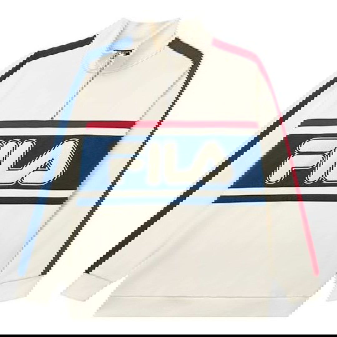 Sweatshirt FILA Logo Pullover Sweatshirt Hvid | F11U239299F-IV, 0
