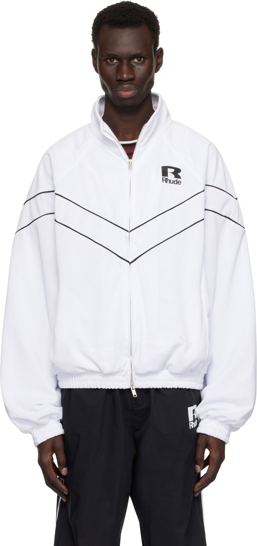 Vindjakke Rhude Rhude Piping Raglan Track Jacket Hvid | RHPS25JA01016