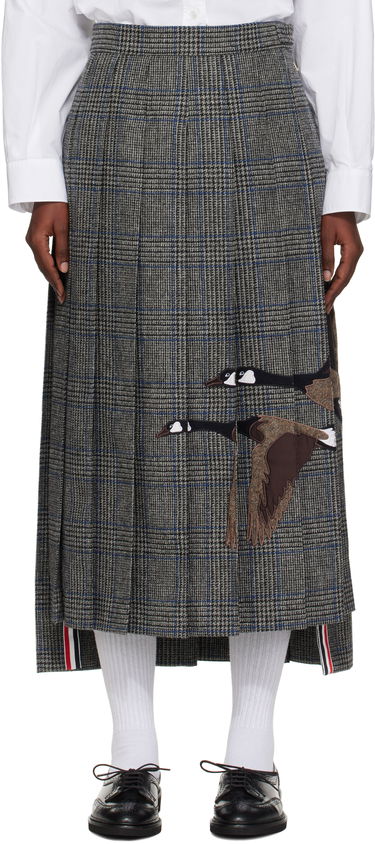 Nederdel Thom Browne Thom Browne Classic Pleated Maxi Skirt with Appliqué Grå | FGCA24E-E1376, 0
